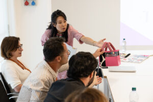 Roger Vivier team reviewing Polimoda students' projects.