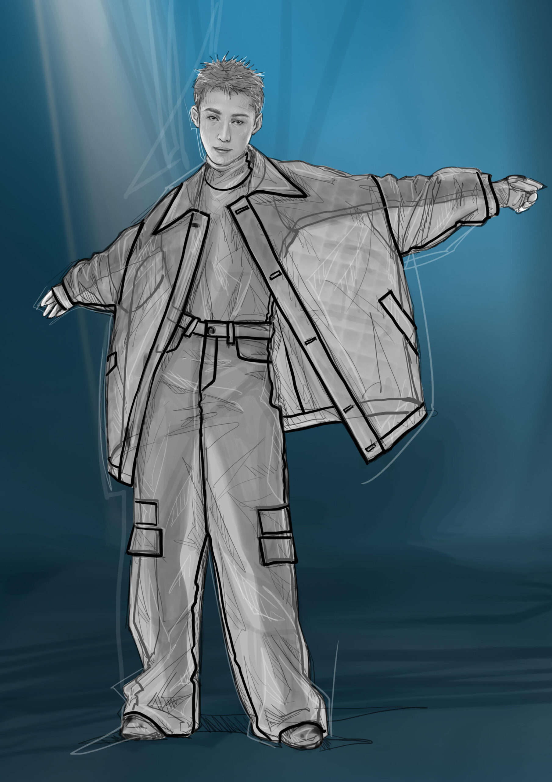 Sketch of the costumes for the “Peace” sign dance group by Massimo Cantini Parrini for the Milano Cortina 2026 Opening Ceremony