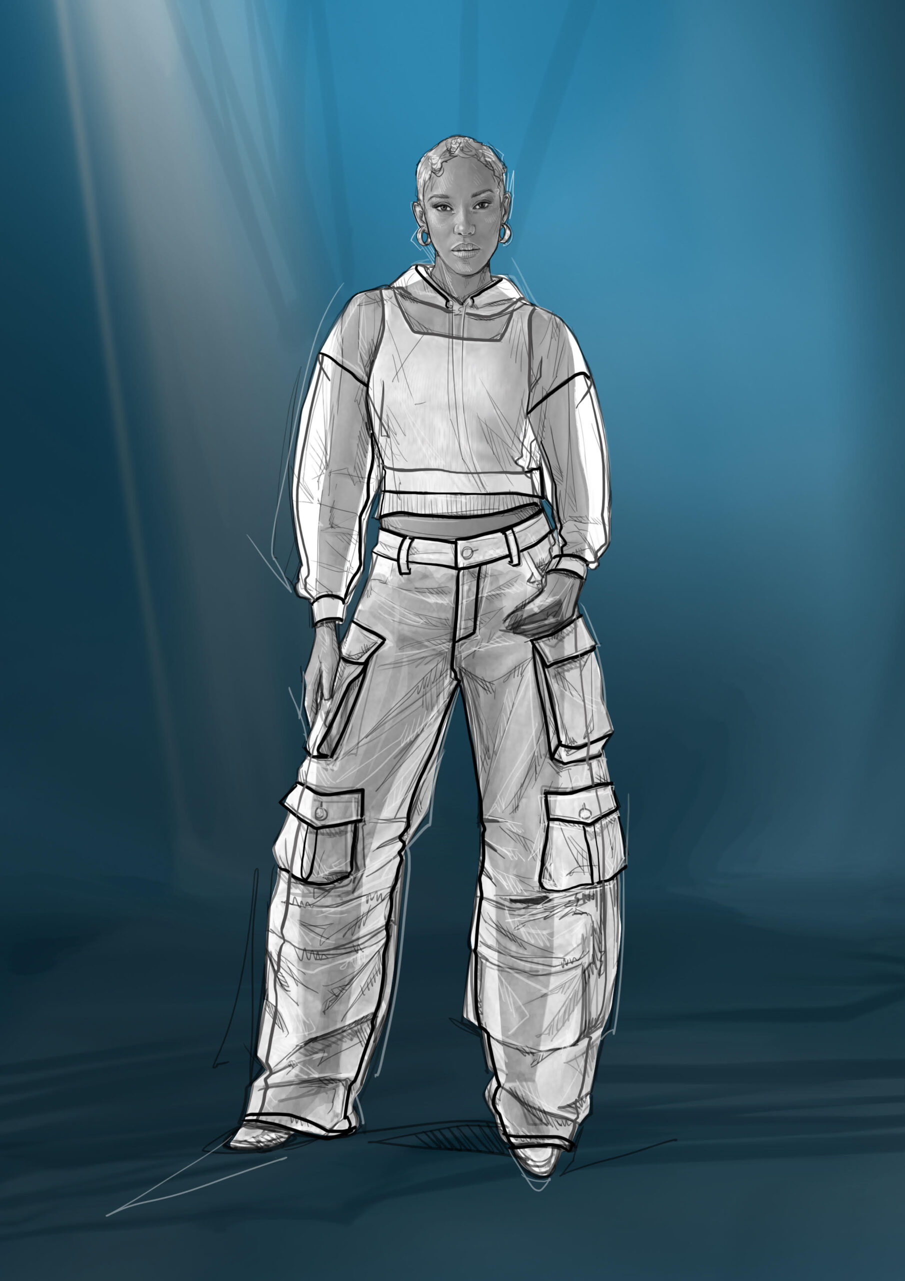 Sketch of the costumes for the “Peace” sign dance group by Massimo Cantini Parrini for the Milano Cortina 2026 Opening Ceremony