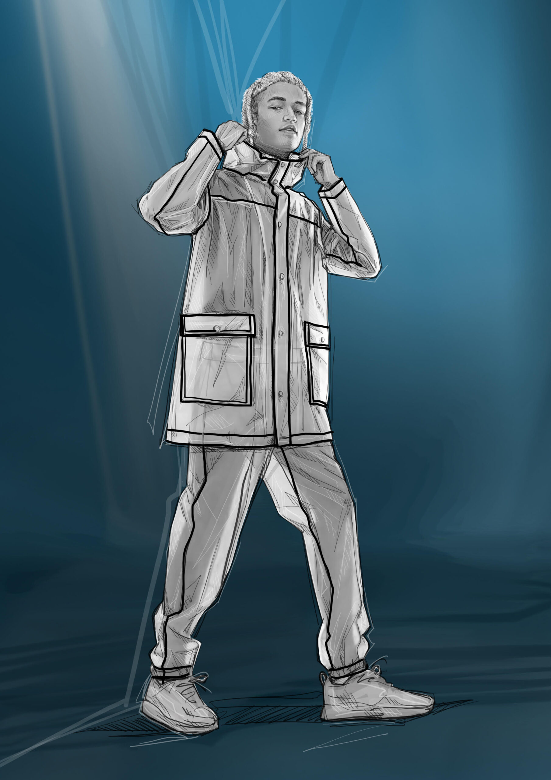 Sketch of the costumes for the “Peace” sign dance group by Massimo Cantini Parrini for the Milano Cortina 2026 Opening Ceremony