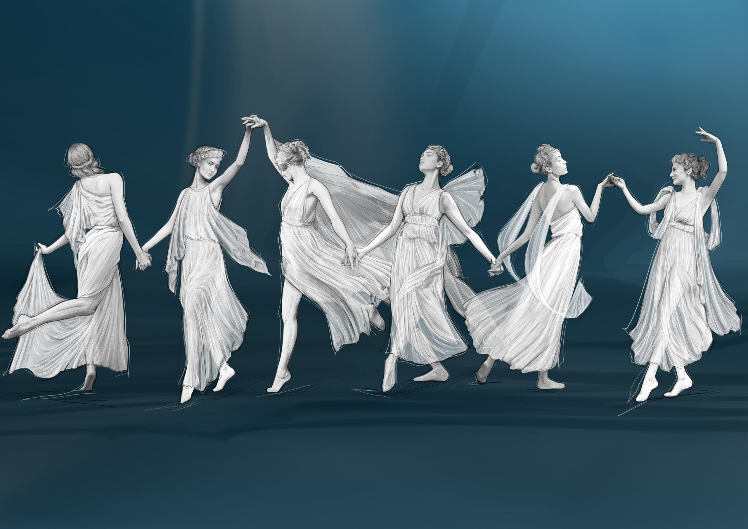 Sketch of the “Beauty” segment of the principal dancers and the dance troupe's costumes by Massimo Cantini Parrini for the Milano Cortina 2026 Opening Ceremony