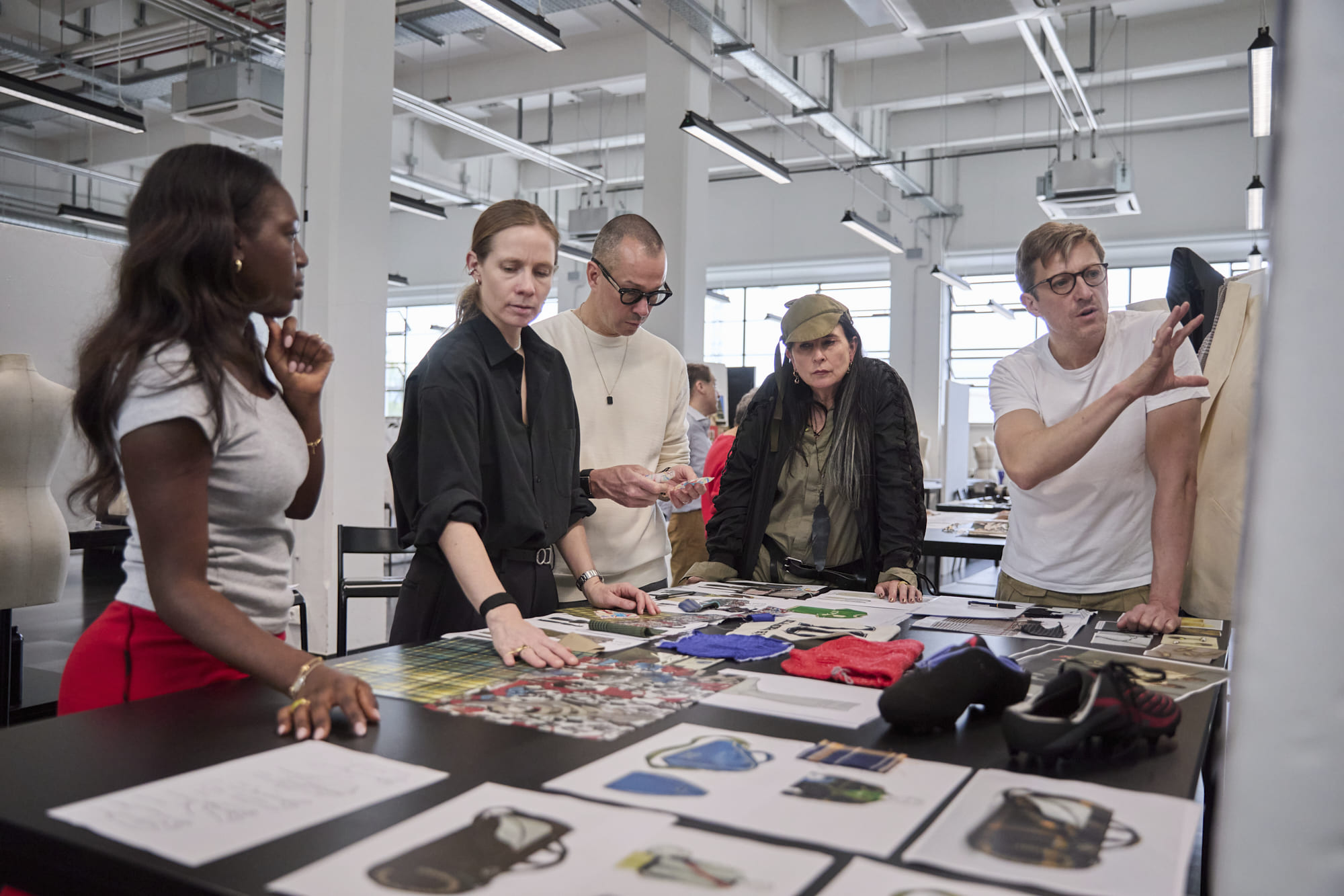 Luigi Giannetta, Luke and Lucie Meier, Maxence Dinant, and An Vandevorst meeting with Polimoda Fashion Design students during collection reviews.