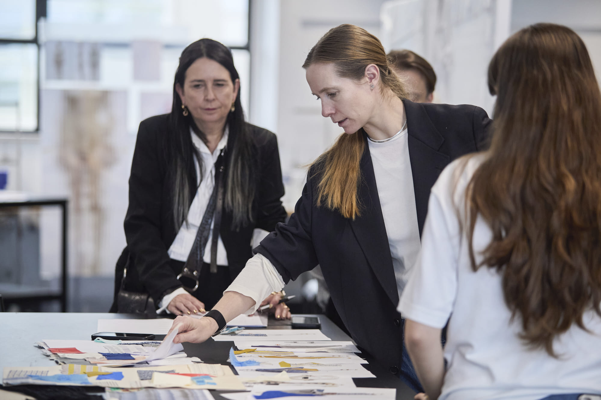 Lucie Meier and An Vandevorst reviewing Fashion Design student work at Polimoda’s Manifattura Campus.