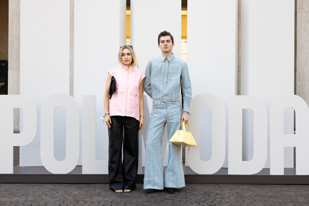 Dylan Kelly with Claudia Bouchard at Polimoda Graduate Show 2026. Photo Patrizio Marcocci