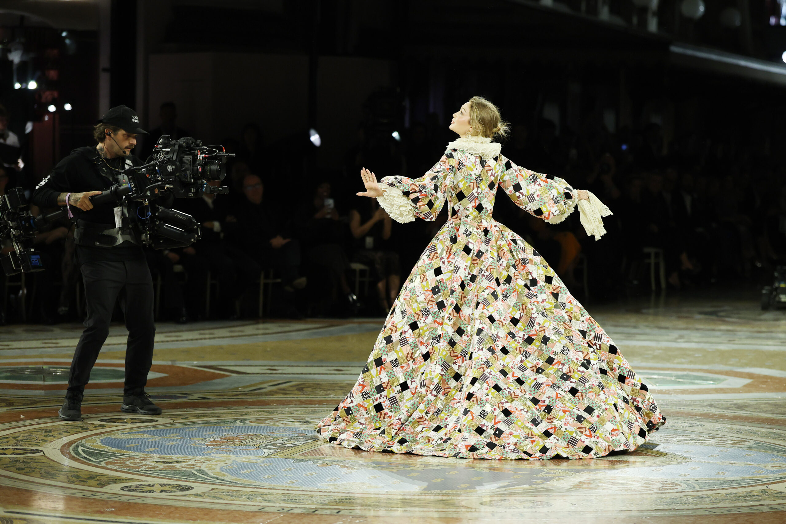 MILAN, ITALY - SEPTEMBER 22: Gigi Hadid walks the runway during Vogue World: Milano 2026 at Galleria Vittorio Emanuele II on September 22, 2026 in Milan, Italy. (Photo by Daniele Venturelli/Getty Images for Vogue)